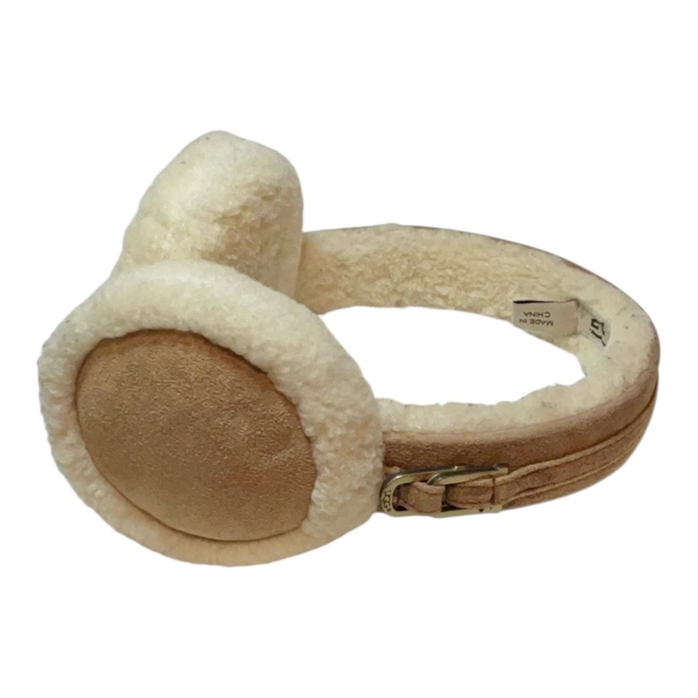 UGG Tan and Cream Shearling  & Suede Light Brown Earmuffs EUC